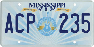 MS license plate ACP235