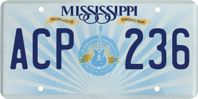 MS license plate ACP236