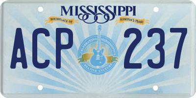 MS license plate ACP237