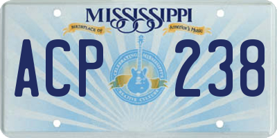 MS license plate ACP238