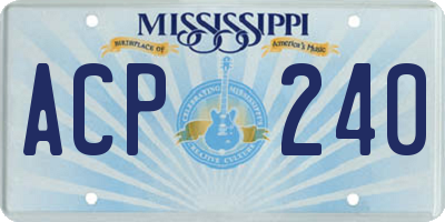 MS license plate ACP240