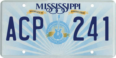 MS license plate ACP241
