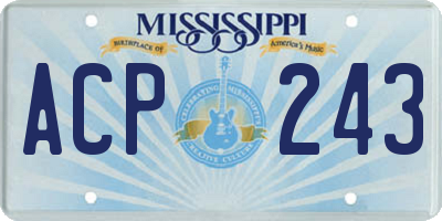 MS license plate ACP243