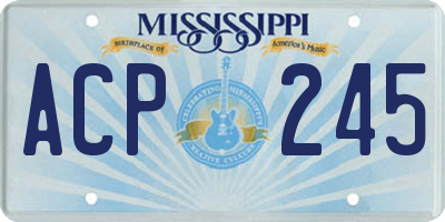 MS license plate ACP245