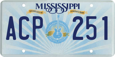 MS license plate ACP251
