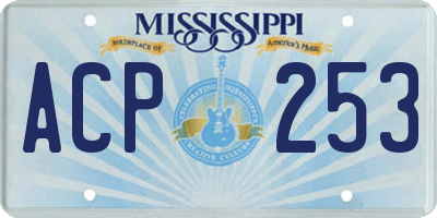 MS license plate ACP253