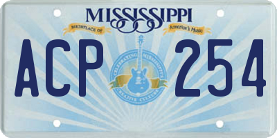 MS license plate ACP254