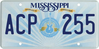 MS license plate ACP255