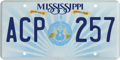 MS license plate ACP257