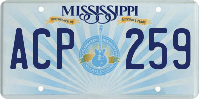 MS license plate ACP259