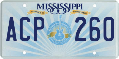 MS license plate ACP260