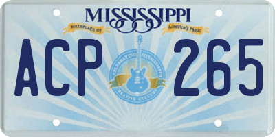 MS license plate ACP265