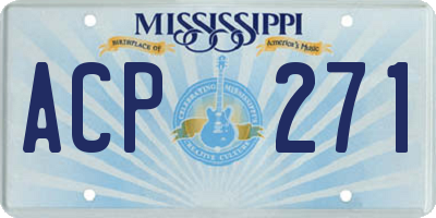 MS license plate ACP271
