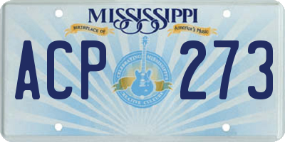 MS license plate ACP273