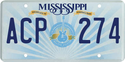 MS license plate ACP274