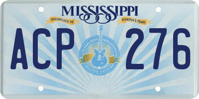 MS license plate ACP276