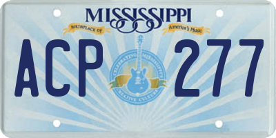 MS license plate ACP277