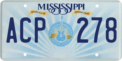 MS license plate ACP278