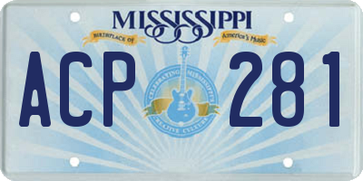 MS license plate ACP281
