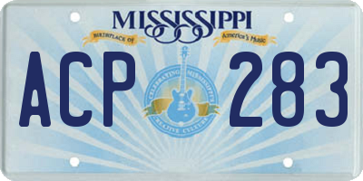MS license plate ACP283