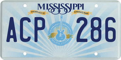 MS license plate ACP286