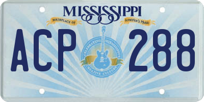 MS license plate ACP288