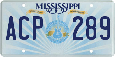 MS license plate ACP289