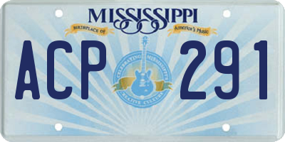 MS license plate ACP291