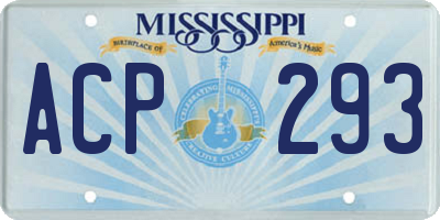 MS license plate ACP293