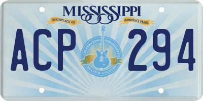 MS license plate ACP294