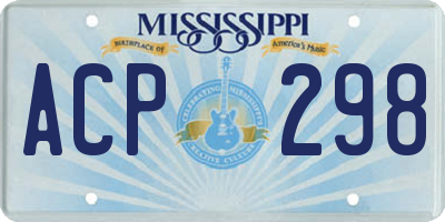 MS license plate ACP298