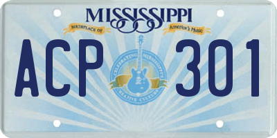 MS license plate ACP301