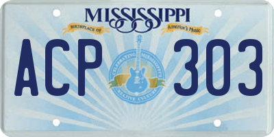 MS license plate ACP303