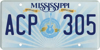 MS license plate ACP305