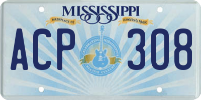 MS license plate ACP308