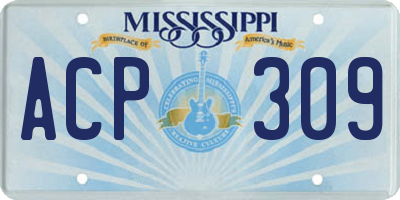 MS license plate ACP309
