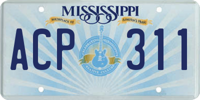 MS license plate ACP311