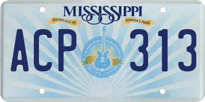 MS license plate ACP313