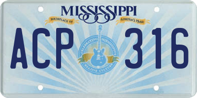 MS license plate ACP316