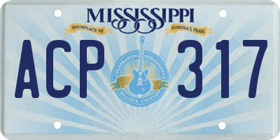 MS license plate ACP317