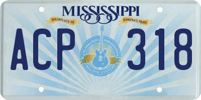 MS license plate ACP318
