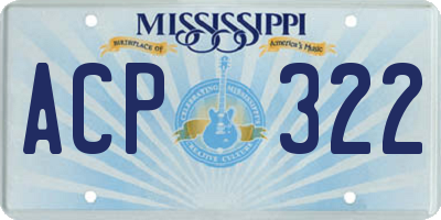 MS license plate ACP322