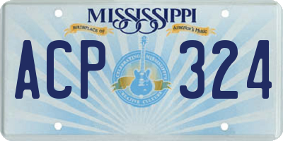 MS license plate ACP324