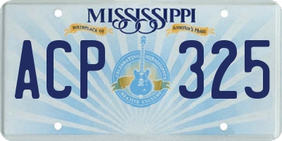 MS license plate ACP325