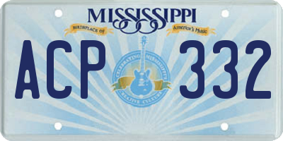 MS license plate ACP332
