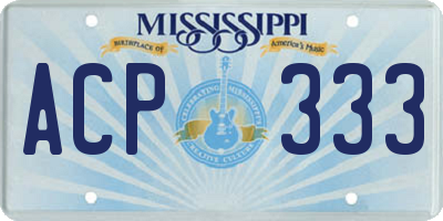 MS license plate ACP333