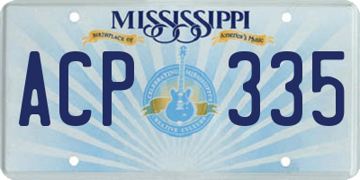 MS license plate ACP335