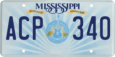 MS license plate ACP340