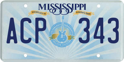 MS license plate ACP343