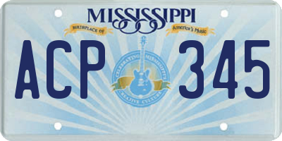 MS license plate ACP345